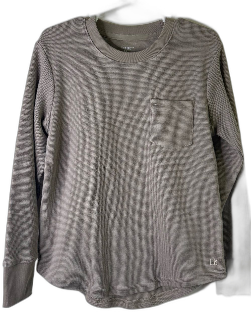 Little Bipsy Boy's Long-Sleeve Waffle Pocket Tee — Taupe 5-6T